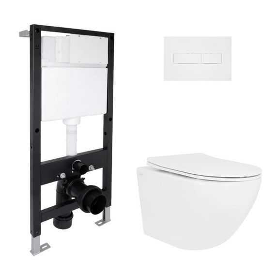 Готовое решение Qtap для ванной комнаты: подвесной унитаз Jay Ultra Quiet 520x360x320 + комплект инсталляции Standard (линейная