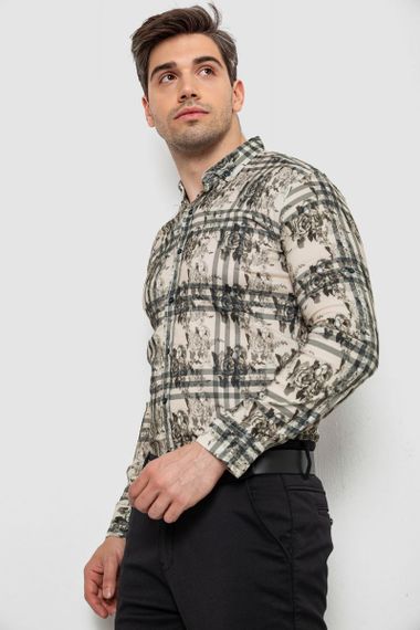 Рубашка мужская с принтом, цвет оливковый, 214R1038 | Зображення 2