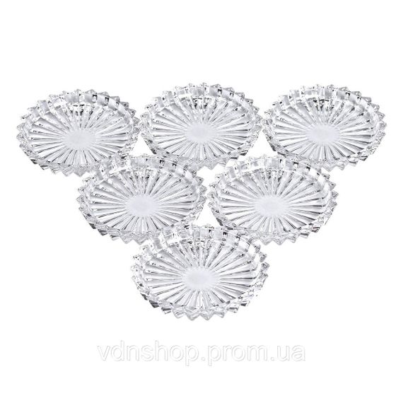 Набір із 6 тарілок для подачі по 12 см скляні прозорі круглі HP-YH-31