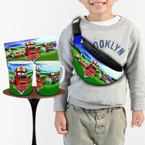 Набір: дитяча сумка-бананка+кружка Тачки Блискавка Маквін 32х15см, бананка для хлопчика через плече на подарунок (00979)