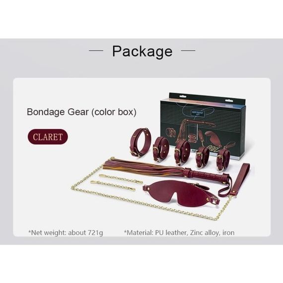 Набор БДСМ Roomfun 6 предметов, бордовый sexstyle | Зображення 3