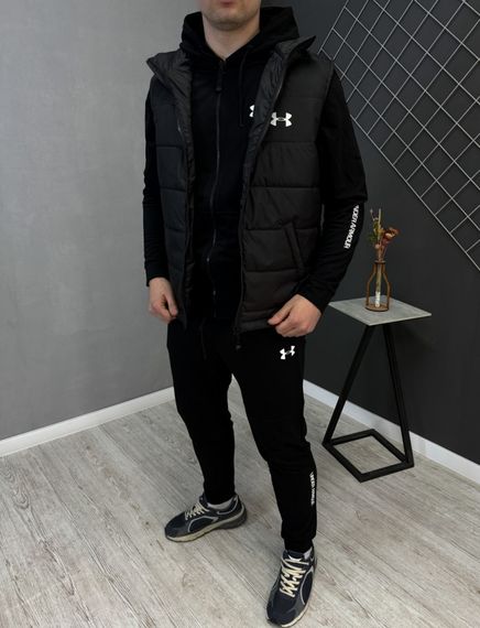 Демісезонний костюм на змійці чорний  + жилетка Under Armour | Зображення 1