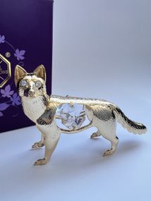 Кришталева мініатюра ручної роботи зі стразами Swarovski: Лісова лисиця, 9х6 см