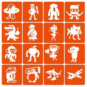 Набір трафаретів для біотату "Італійський брейнрот №1" Italian-brainrot_6x6_16_1