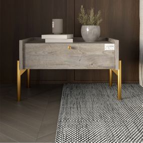 Тумба приліжкова LION Wood з однією шухлядою Шварцвальд (золоті ножки) (LION-041332)