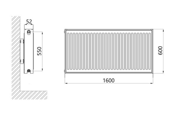 Радіатор сталевий Thermo Alliance IMAS 11 тип 600x1600 мм бічне підключення (TAI116001600K) | Зображення 1