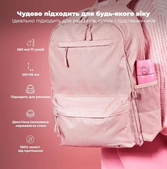 Пляшка для води металева вакуумна ION8 500 мл Vacuum Insulated Rose Bloom (I8TS500ROSEB) | Зображення 2