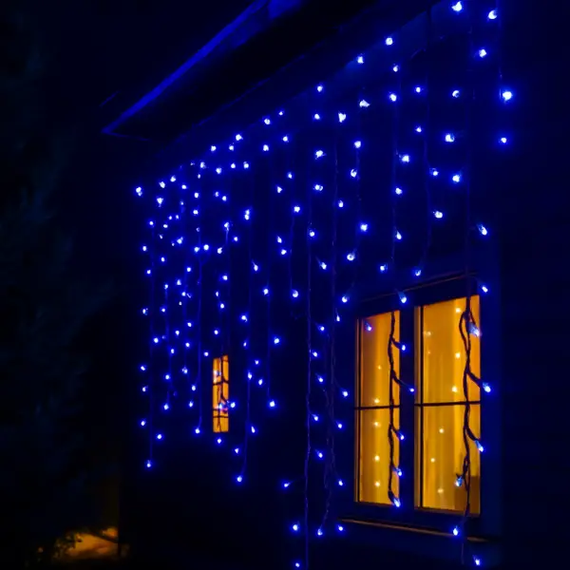 Вулична гірлянда бахрома 12 м 200 led чорний провід Синій 12MBBL | Зображення 1