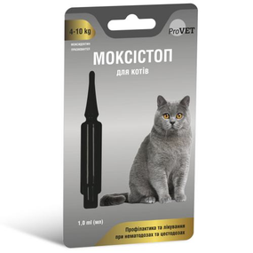Капли на холку ProVet Моксистоп для котов 4-10 кг (1 пипетка*1.0мл) антигельминтный препарат