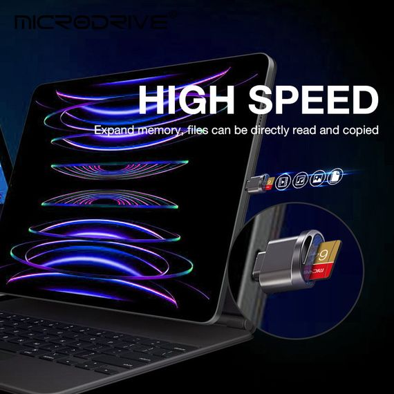 Кардридер с Type C на Micro-SD, TF, высокоскоростной чорный | Зображення 1