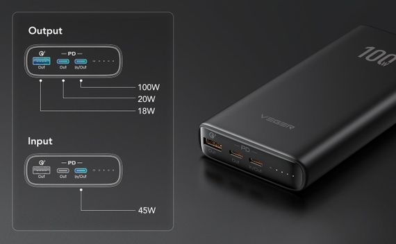 Зовнішній акумулятор Power Bank VEGER 20000MAH W2032C | Зображення 3