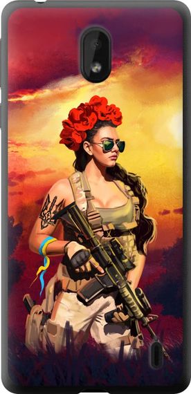 Чехол на Nokia 1 Plus Украинка с оружием "5316u-1677-17620"