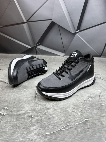 Шкіряні зимові кросівки  Nike колір чорний, сірий | Зображення 2
