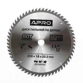 Диск пиляльний для дерева 230х22,2х60T APRO 8302001