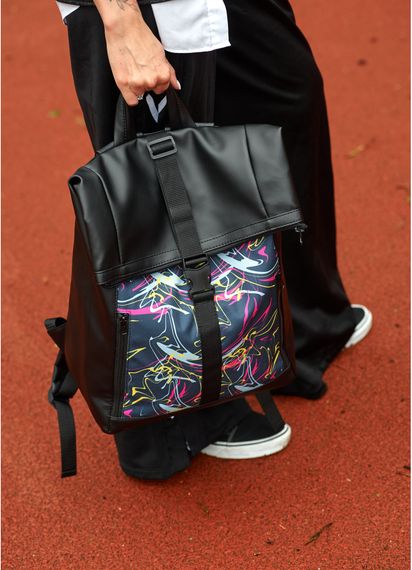 Жіночий рюкзак Sambag ROLLTOP ONE ABSTRACT чорний 41 x 30 x 16 см (24208710) | Зображення 7