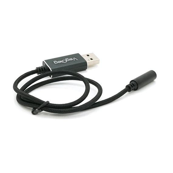 Перехідник для навушників VegGieg V-K201 USB2.0(M)-Jack3.5(F), Black | Зображення 2