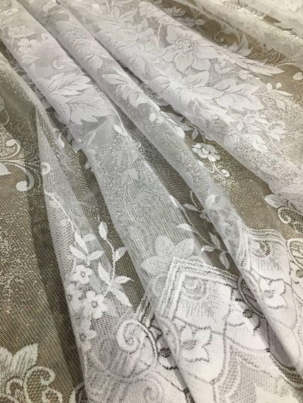 Короткий тюль фіранка гіпюр жаккард 120 см для дачі, кухні, коридору, на балкон. | Зображення 3