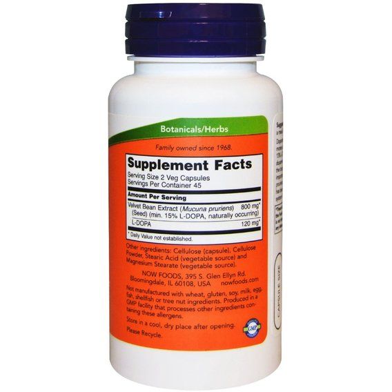 Комплекс для профілактики нервової системи NOW Foods DOPA Mucuna 90 Veg Caps | Зображення 1