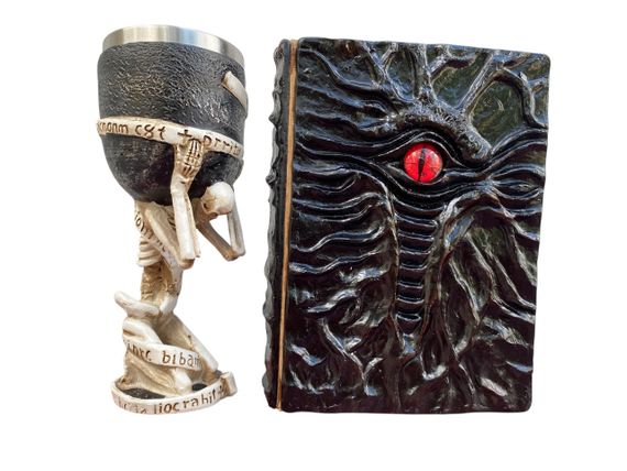 Подарунковий набір Келих 3D Скелет на Колені та Блокнот 3D «Книга, що дивиться у відповідь»