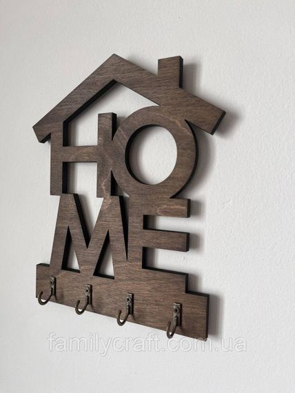 Ключниця настінна вертикальна Home (Будинок) венге на 4 гачки, вішалка тримач для ключів у передпокій з дерева | Зображення 6
