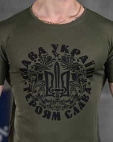 Футболка мужская олива Слава Украине хаки XXL