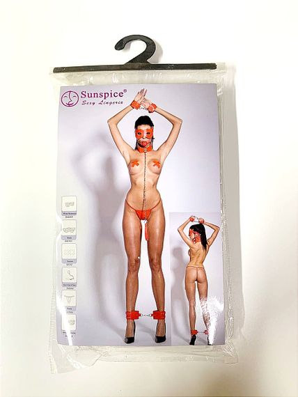 Комплект 6 предметов (наручники+маска+пестисы+ошейник с кляпом+трусы+поножи) Sunspice sexstyle | Зображення 2