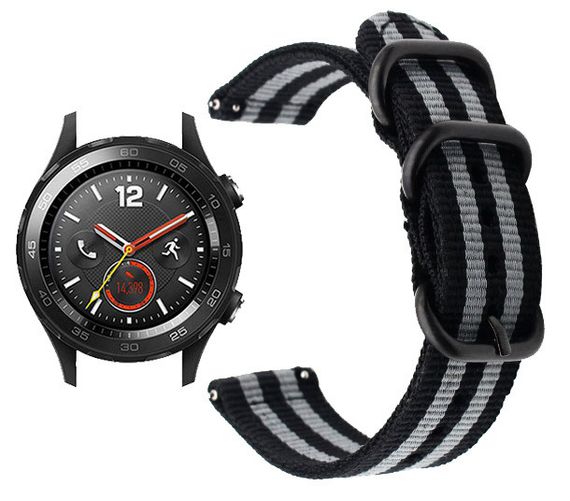 Нейлоновий ремінець Primo Traveller для годинника Huawei Watch 2 - Black&Grey