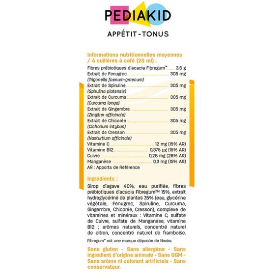 Комплекс для профілактики травлення у дітей Pediakid Комплекс "Не бажає їсти " Appetite Tonus 125 ml Raspberry +  Fer and Vitamin B 125 ml | Зображення 1