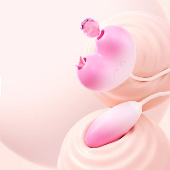 Виброяйцо с вакуумным стимулятором Zemalia Tao Tao Teng и язычком, 3 в 1, + APP, градиент розовый Sex Aura | Зображення 8