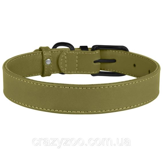 Ошейник для собак BronzeDog Premium кожаный оливковый 2.5х30-39 см 42045/T | Зображення 1
