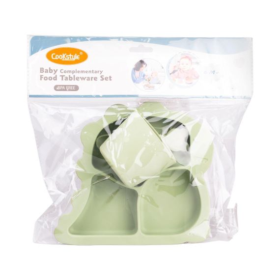 Детский набор силиконовой посуды 3 предмета зеленый HP34545G | Зображення 5