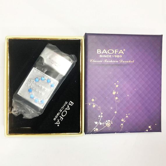 Запальничка (Турбо) подарункова BAOFA "Євро у діамантах". Колір: сірий | Зображення 6