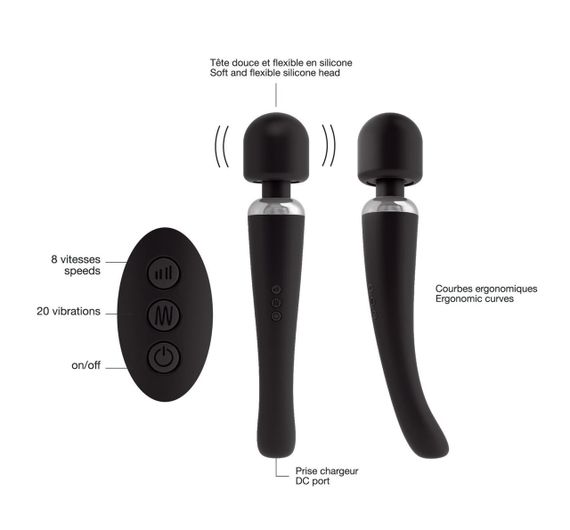 Потужний вібромасажер Dorcel Megawand Black який перезаряджається, 160 режимів | Зображення 4