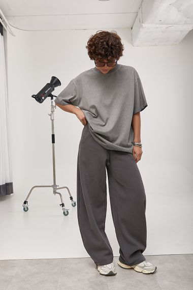 Футболка вільного фасону з ефектом тай-дай - сірий цвет, ONE SIZE (є розміри) | Зображення 2