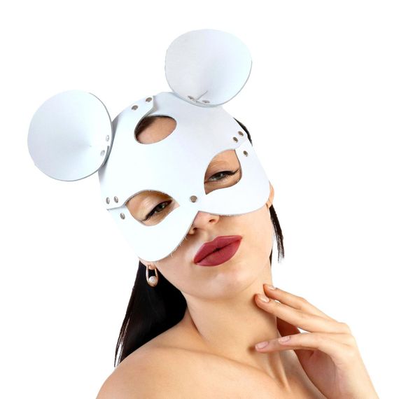 Шкіряна маска мишки Art of Sex - Mouse Mask, колір Білий sexstyle