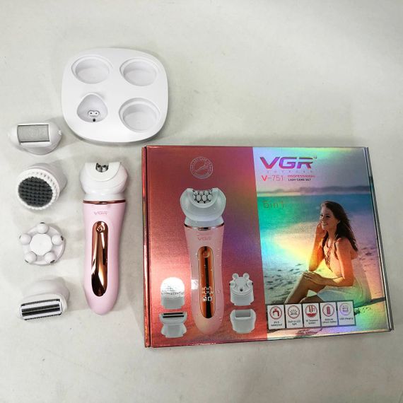 Епілятор VGR 5 в 1 V-751, 5 насадок. Колір: рожевий | Зображення 7