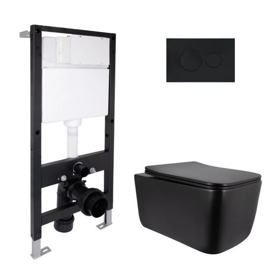 Готовое решение Qtap для ванной комнаты: подвесной унитаз Gemini Ultra Quiet 520x360x350 + комплект установки Standard (круглая