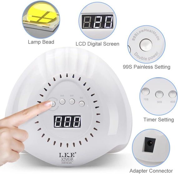 Світлодіодна УФ-лампа для нігтів 168 Вт, швидковисихна лампа для сушіння нігтів, УФ-лампа для гелевих нігтів | Зображення 4