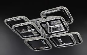 Люстра світлодіодна стельова LED світильник для квартири на стелю лед з пультом 26528 Хром 11х46х46 см.