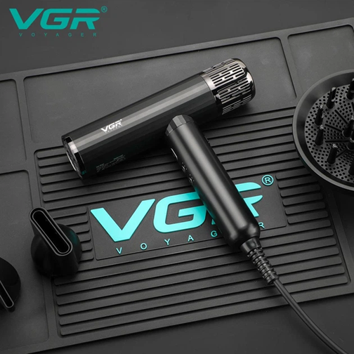 Фен професійний для волосся VGR V-427 4 рівні обдування 3 рівні температури 3 насадки 1600–1900 Вт Чорний | Зображення 5