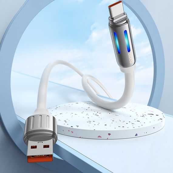 Дата кабель Hoco U136 Prize USB to Type-C 5A (1.2m) White | Зображення 3