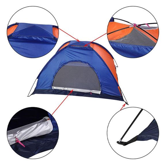 Туристическая палатка 3-х местная (200х150см), Синяя / Палатка для кемпинга / Походная палатка на 3 персоны | Зображення 5