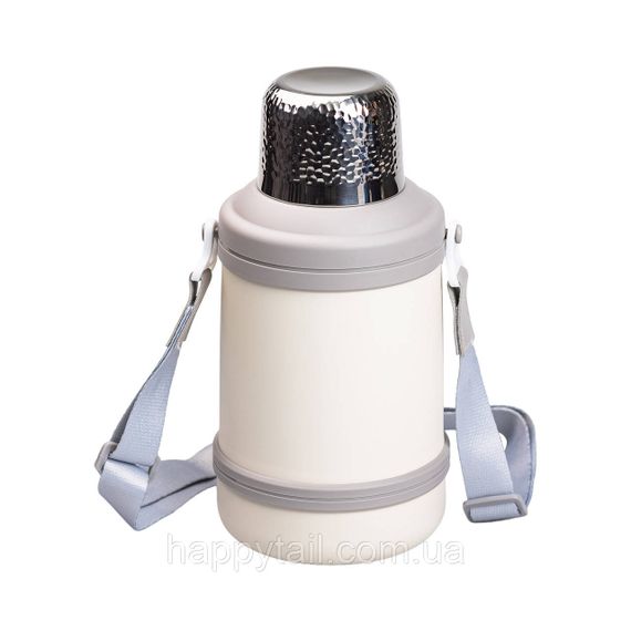 Термос Vacuum Cup 1.5 літра з ремінцем і складною ручкою білий HP-14-21W | Зображення 2