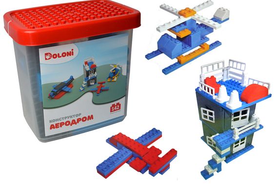 Конструктор блочний 013888/33 "Аеродром" 142 дет. в боксі DOLONI | Зображення 1
