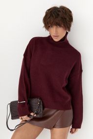 Теплий вільний гольф з розрізами внизу - бордо цвет, ONE SIZE (є розміри)