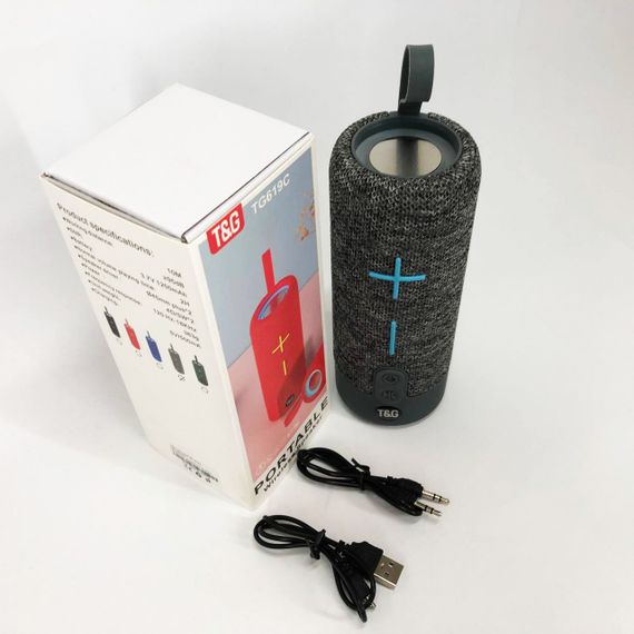 Портативная Bluetooth колонка TG619C FM-радио USB/TF с ремешком, Блютуз колонка с подсветкой. Цвет: серый | Зображення 5