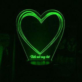 Акриловый светильник-ночник Сердце Тебе под силу все зеленый tty-n002061