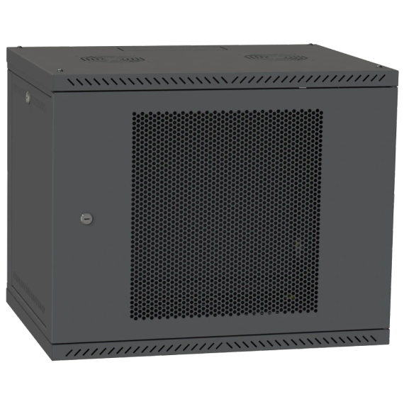 IPCOM 12U 600x450 Шафа телекомунікаційна двері перф(чорна) - Серверні шафи