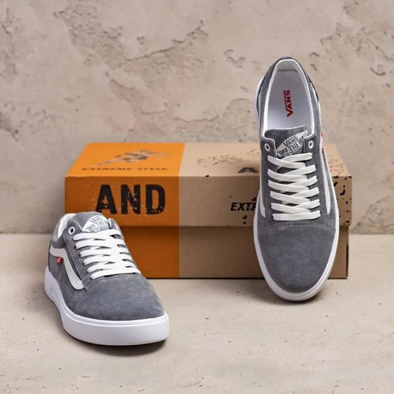 Демісезонні шкіряні (замш) кеди Vans сірі | Зображення 1