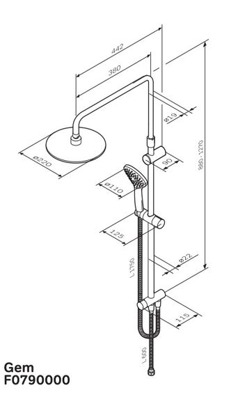 Душова система AM.PM Gem ShowerSpot без смесителя F0790000 | Зображення 1